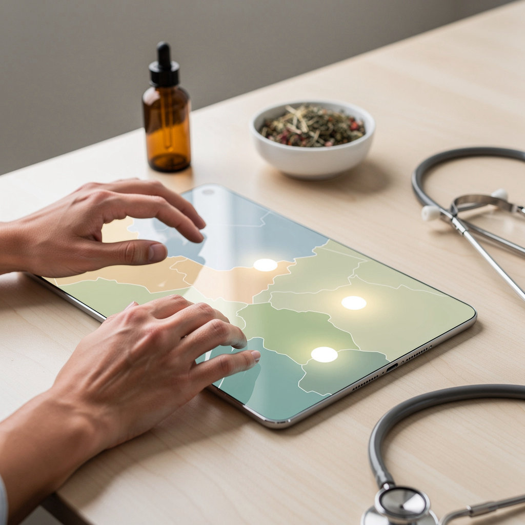 ACTIVEMED INTEGRATIVE HEALTH CENTER service areas map showing San Diego, Encinitas, and Poway locations for integrative medicine